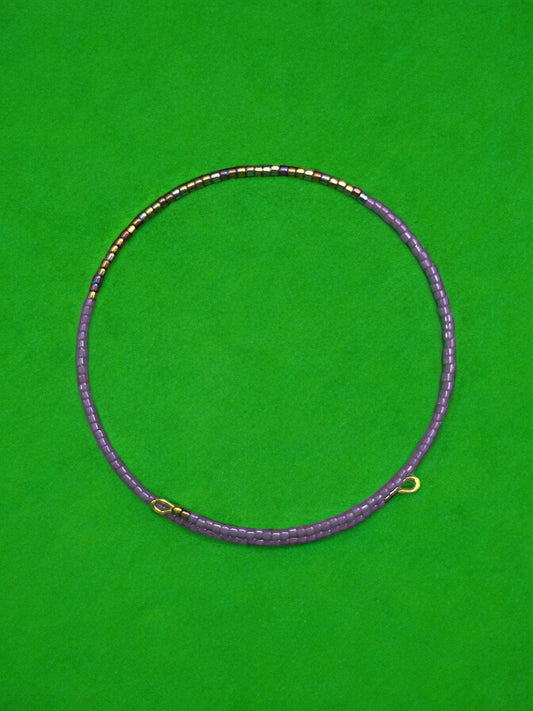 Purple and Iridescent Gold Beaded Bracelet