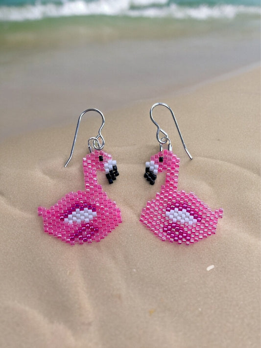 Flamingo Float Beaded Earrings