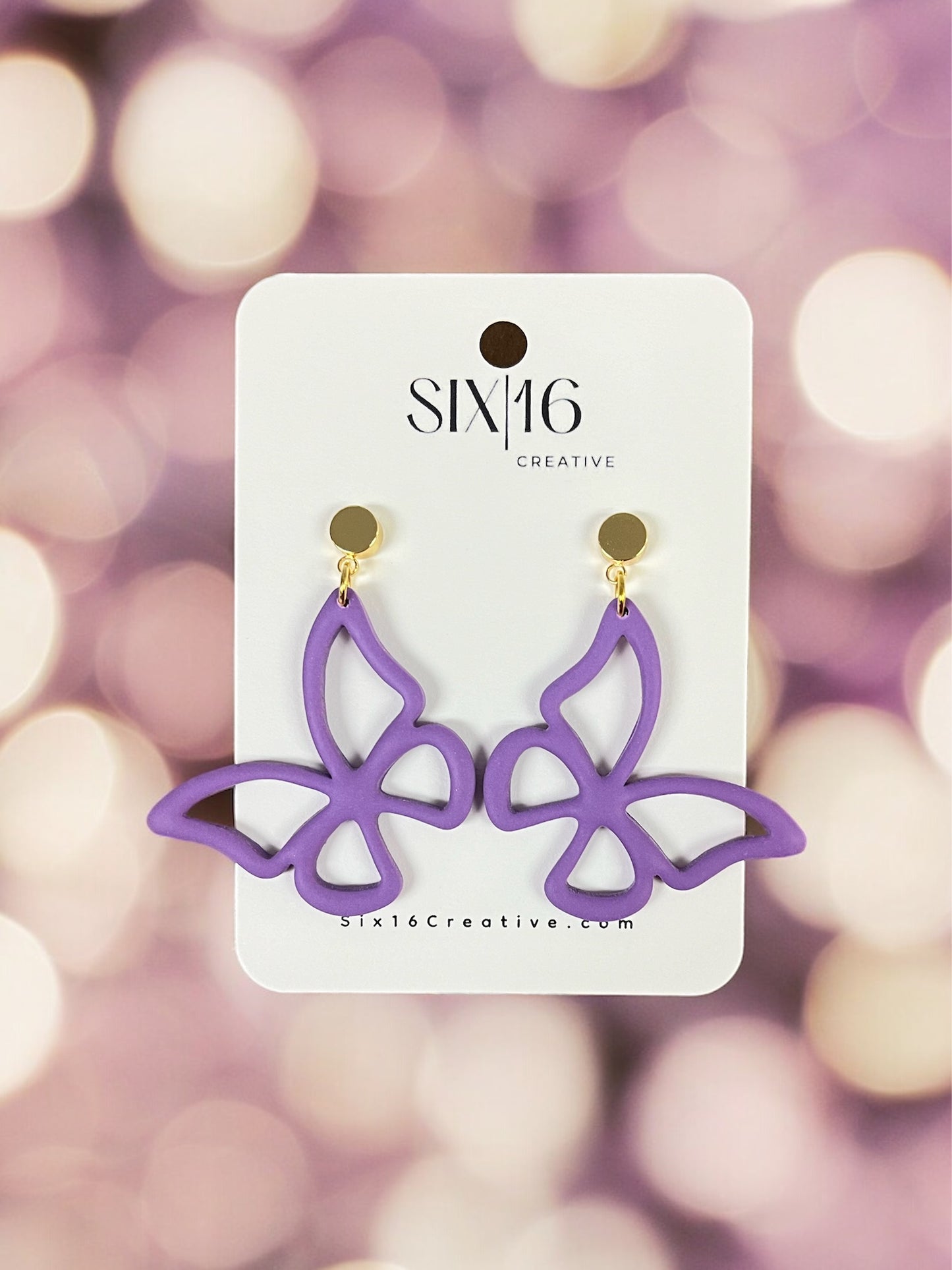 Purple Butterfly Clay Earrings