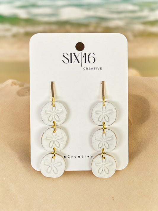 Stacked Sand Dollar Polymer Clay Earrings
