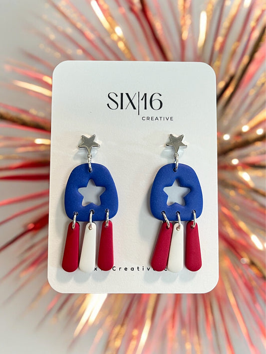 Red, White and Blue Clay Earrings