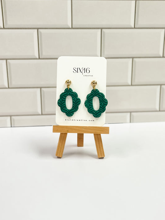 Dark Green Clay Earrings