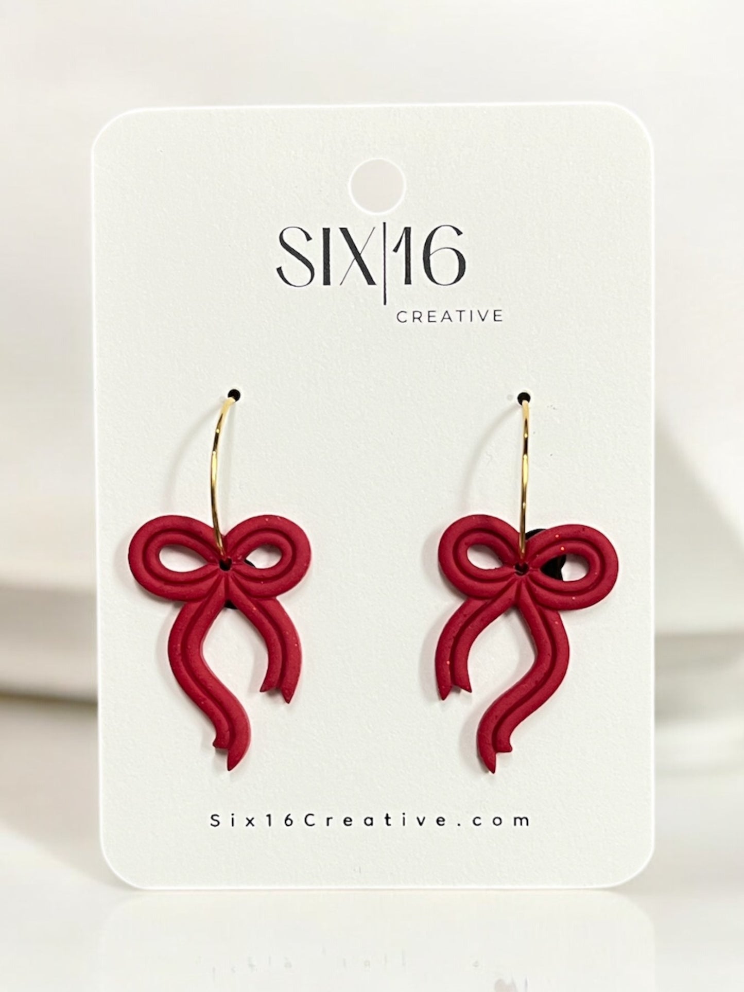 Red Tiny Bow Polymer Clay Earrings