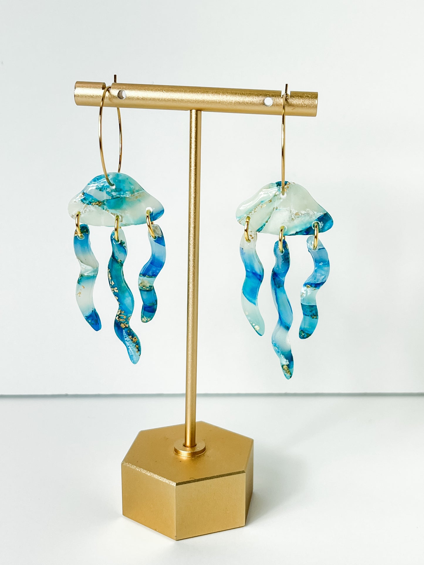 Blue Jellyfish Clay Earrings