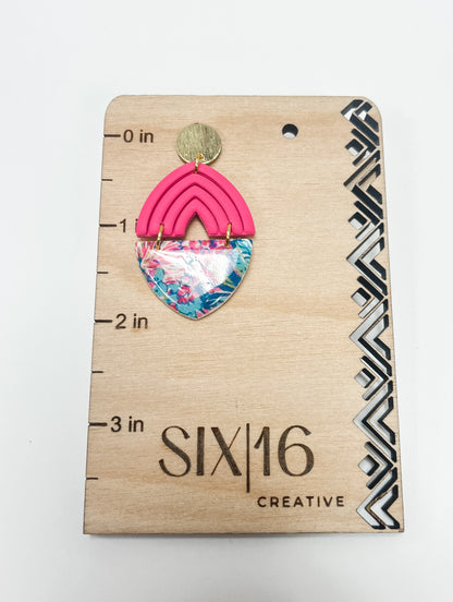 Pink Floral Polymer Clay Earrings