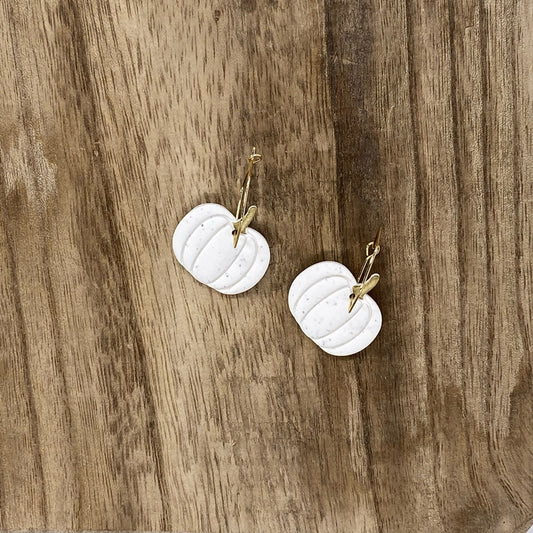 White Pumpkin Clay Earrings