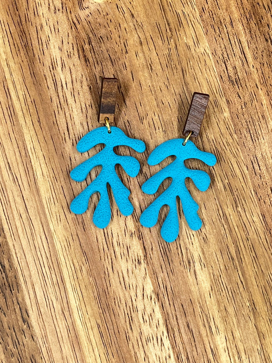 Blue Coral Clay Earrings