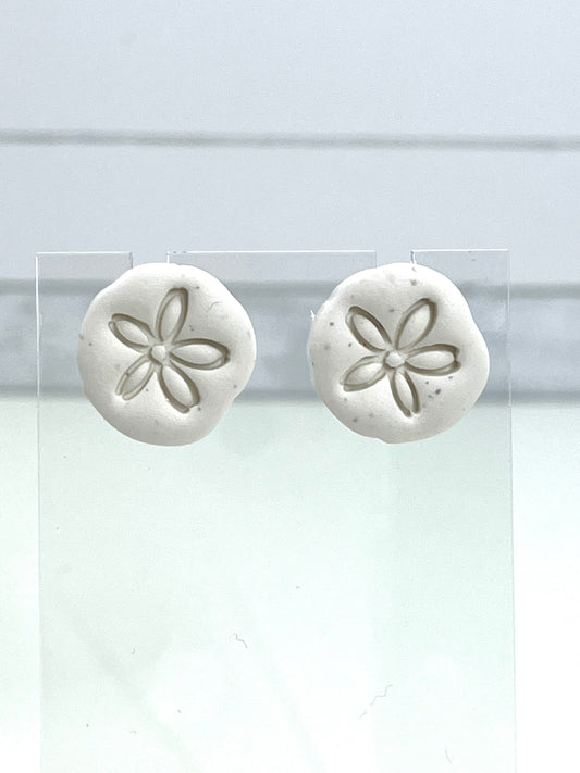 Sand Dollar Polymer Clay Stud Earrings