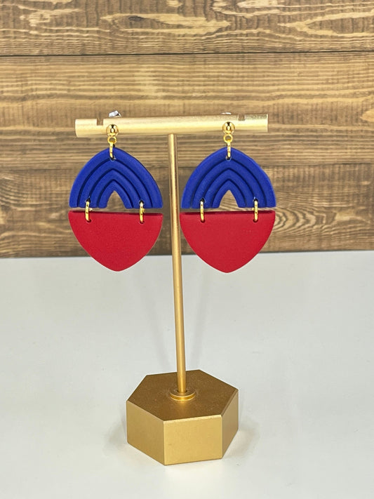 Blue and Red Clay Earrings