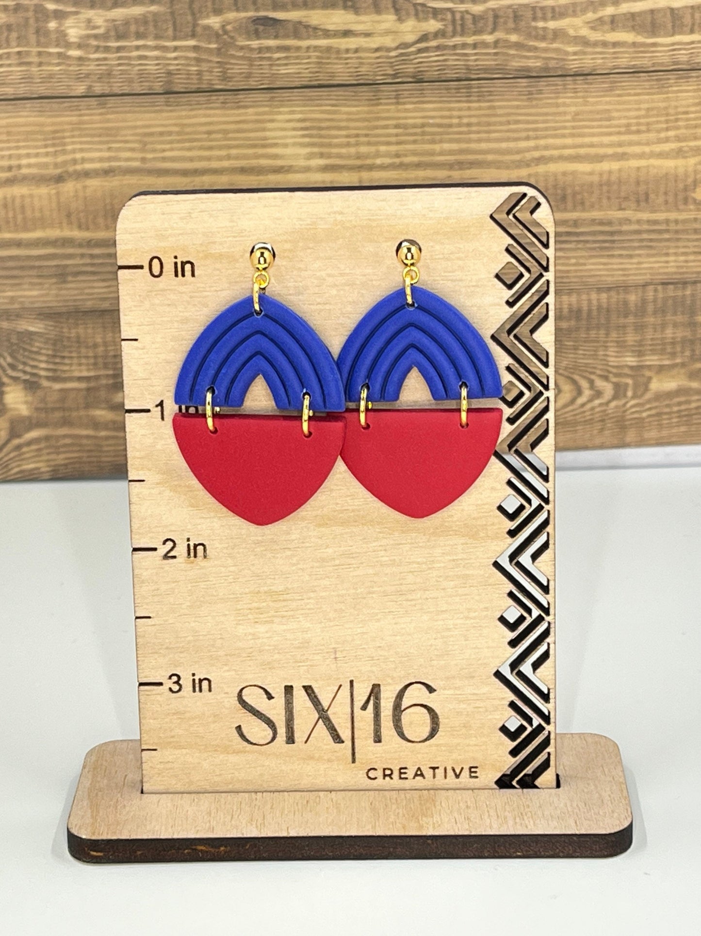 Blue and Red Clay Earrings
