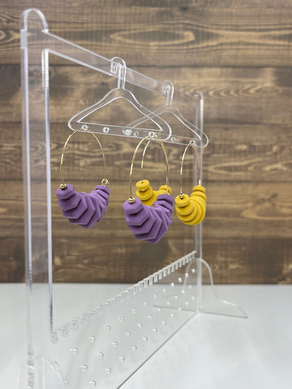 Purple Clay Hexagon Disc Earrings