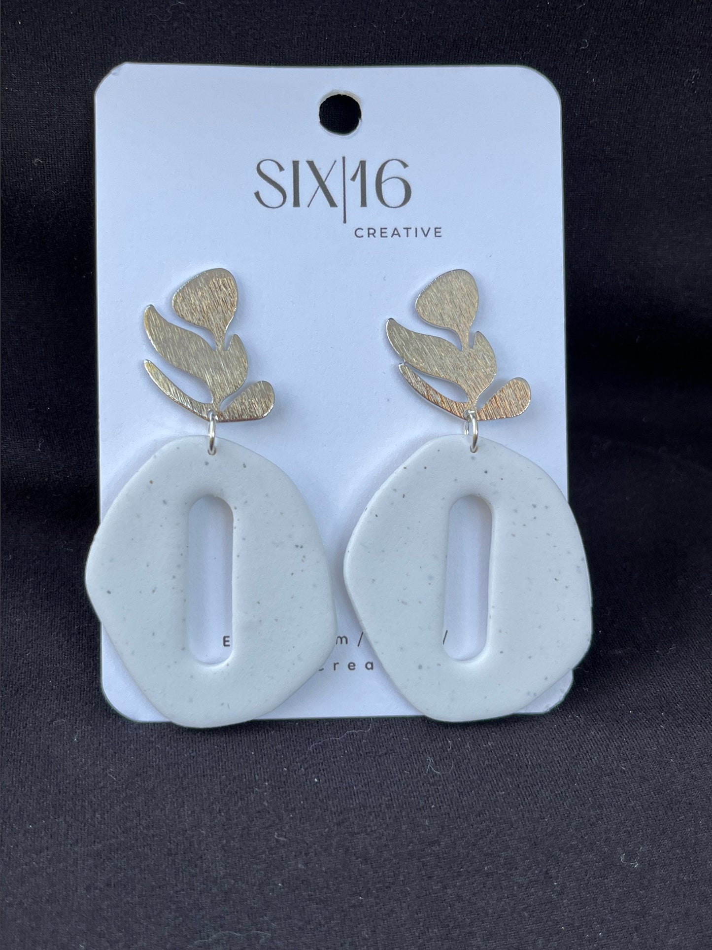 White Oblong Polymer Clay Earrings