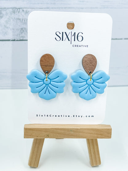 Blue Flower Polymer Clay Earrings