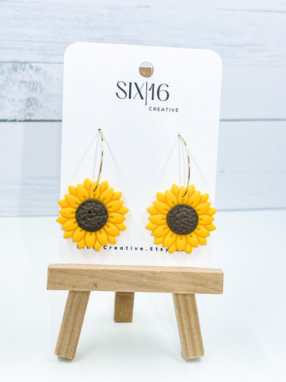 Sunflower Clay Earrings