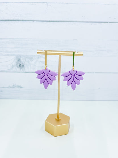 Lilac Floral Clay Earrings